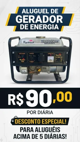 Aluguel de gerador de energia gasolina R$ 90