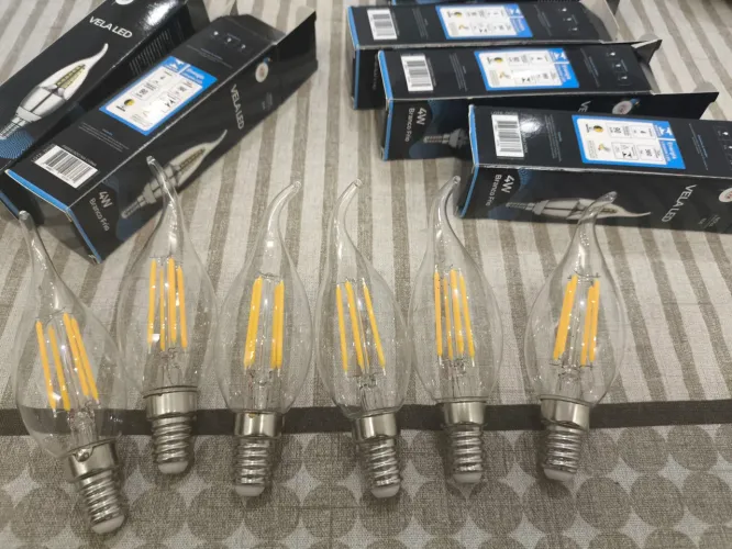 Kit 6 lâmpadas vela led 4w chama âmbar fria