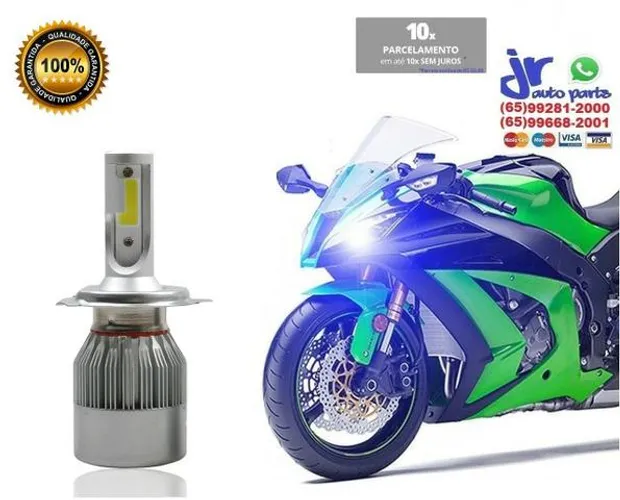 Lâmpada Super LED Headlight 6000K 12V Para Moto