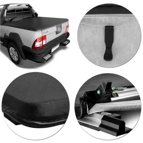 Capota Lona Marítima Strada Saveiro Ranger Xls Hilux até 2015 - Flashcover -Sem instalação