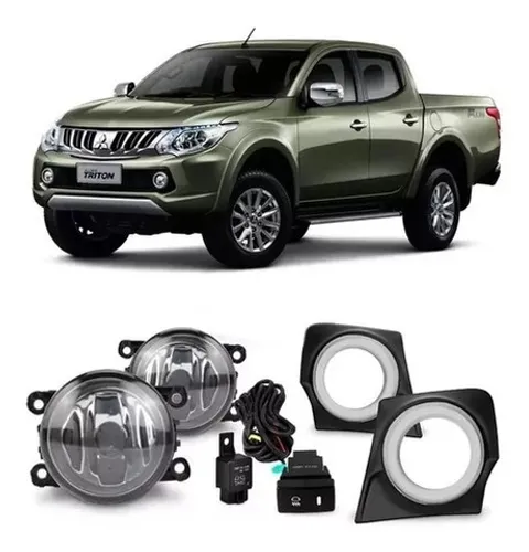 Kit Farol Milha Neblina Moldura Prata Triton L200 2017 2018