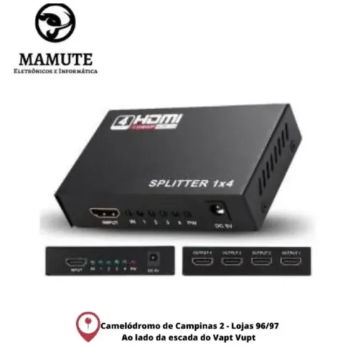 Distribuidor Divisor Splitter Hdmi 1x4 1.4v Full Hd 3d 1080p