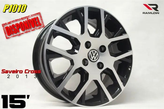 Roda aro 15 Volkswagen saveiro Cross preta com diamantado 4x100 jogo
