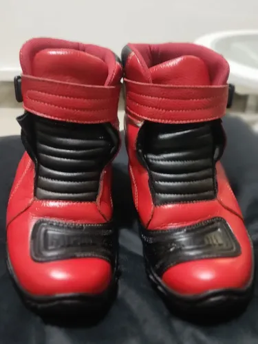 Bota de Motociclismo ATRON Vermelha e Preta PROMOÇÃO 
