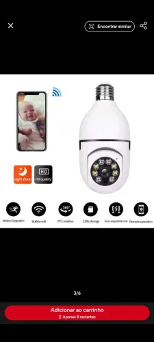 Câmera de Segurança Lâmpada Inteligente HD Wi-Fi
