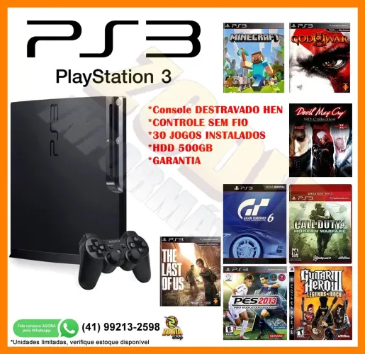 Ps3 fat destravado 30 jogos 