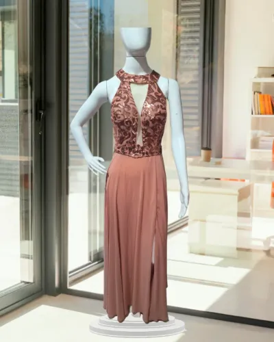 Vestido longo Nude