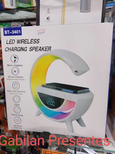 Caixa de Som Bluetooth com Carregador Wireless - LED RGB