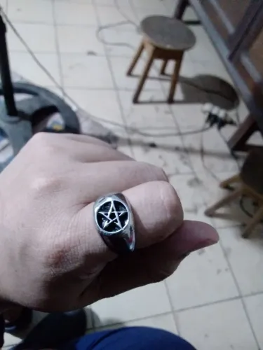 ANEL DE AÇO CIRÚRGICO INOXIDÁVEL PENTAGRAMA DE 5PONTAS