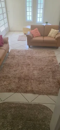 Tapete felpudo shaggy, 2,0x1,50. Cor bege.
