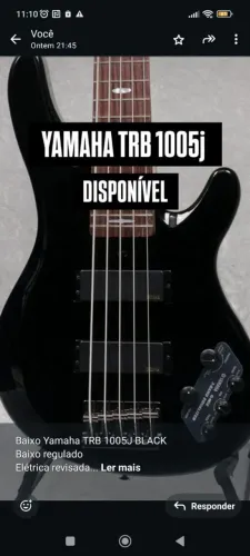 Lindo baixo TRB Yamaha 1005j Blak ativo regulado e bem conservado