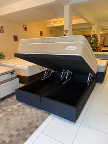 Cama box QUEEN BAÚ COM COLCHÃO MAXFLEX