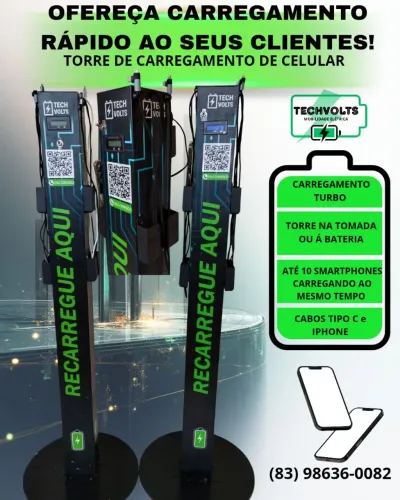 Totem de carregamento rápido celular aluguel a partir de R$99,00
