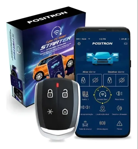 ALARME POSITRON PX360BT STARTER - Partida Remota - Bluetooth App Cel - Sensor de Presença