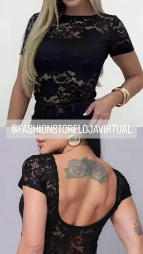 Body rendado preto costas nuas . M
