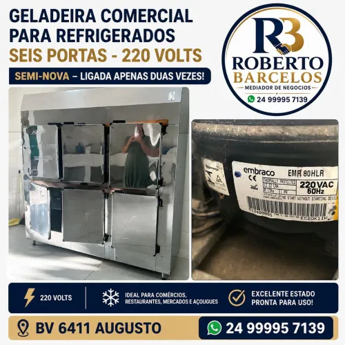Geladeira comercial refrigerada 6 portas 220 volts