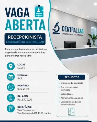 Oportunidade recepcionista 