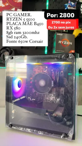 PC GAMER R5 5500 | RX 580 | 8gb ram