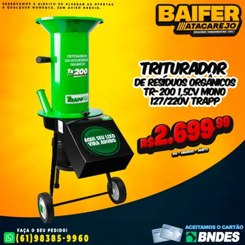 Triturador de Resíduos Orgânicos TR-200 1,5CV Mono 127/220v Trapp