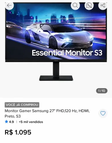 Monitor Gamer Samsung 27 (NOVO/Na caixa)