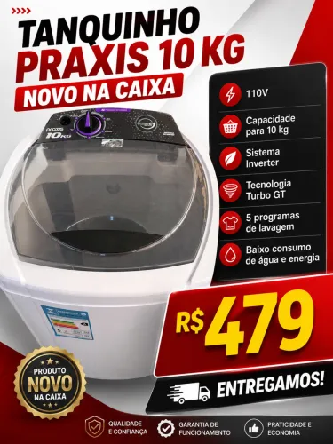 Tanquinho Praxis 10kg novo