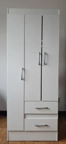 Guarda-roupa Branco Solteiro 3 Portas 2 Gavetas