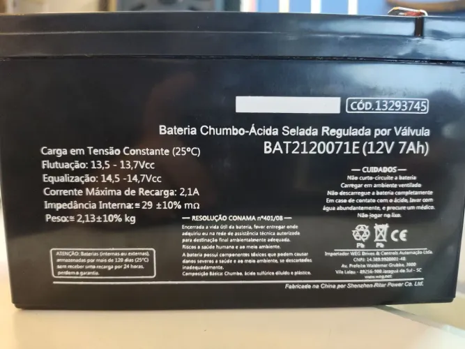 Bateria Chumbo-Àcida Selada Regulada ( 12V 7Ah ) WEG