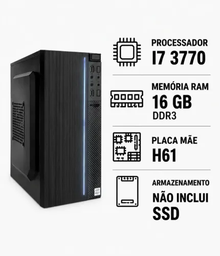 PC Intel Core i7-3770 | 16GB RAM DDR3 | Ideal para Estudos, Trabalho e Uso Diário