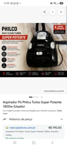 Aspirador de pó Philco easy clean 1800w , 110v