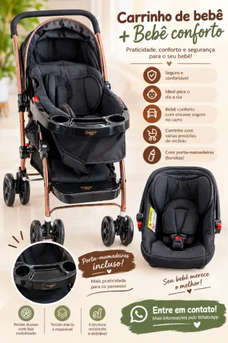 Carrinho de bebê e Bebê conforto