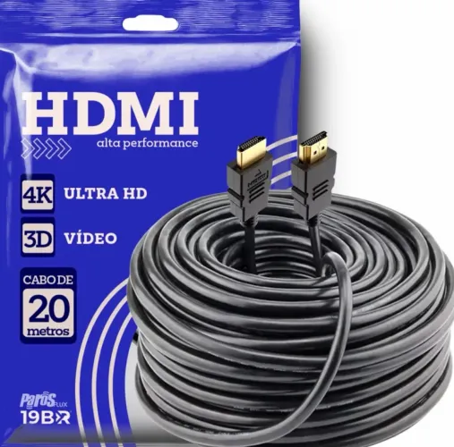 Cabo HDMI 20 Metros Preto Premium 4K