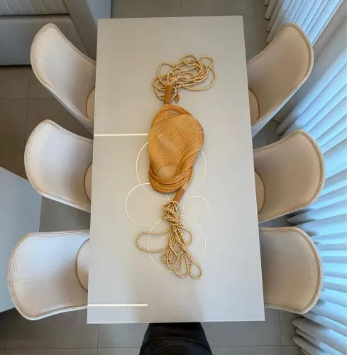 Mesa de Jantar de vidro para a família com 6 Cadeiras 