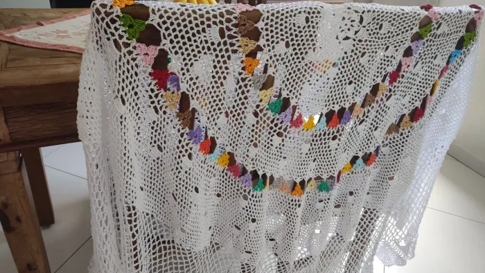 Toalha crochê redonda grande