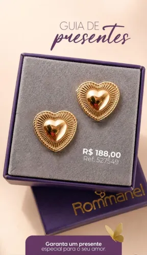 Brinco Coração banhado a ouro 18K Rommanel