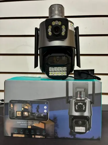 Câmera WiFi 4K Externa PTZ Auto Tracking Visão Noturna + Sirene