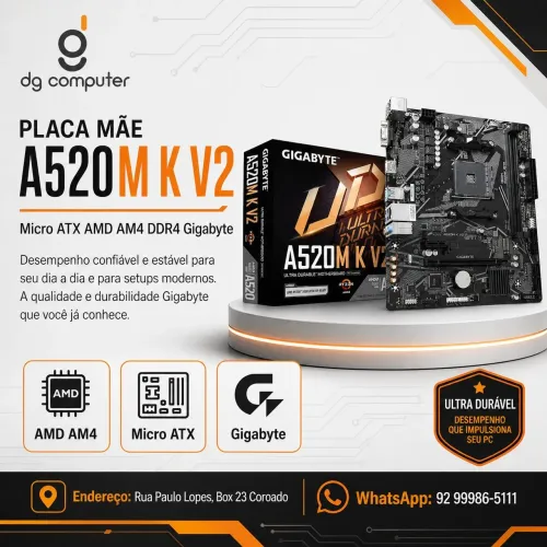 Placa Mãe AMD AM4 A520M GIGABYTE 