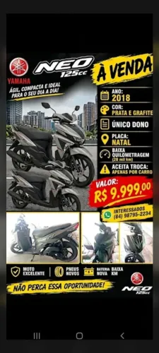 Yamaha Neo 125cc 2018 - Único Dono - Baixa Quilometragem