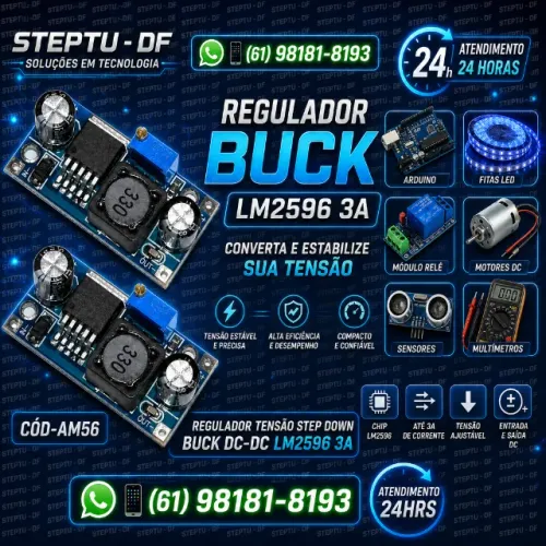 Regulador Tensão Step Down Buck Dc-dc Lm2596 3a Arduino Robotica COD-AM56