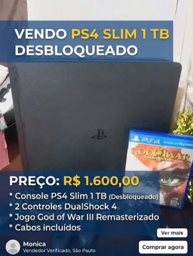 PS4 SLIM 1 TB DESBLOQUEADO