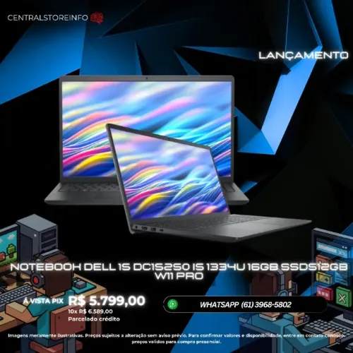 NOTEBOOK DELL INSPIRON 15 DC15250 - I5 13TH 16GB SSD 512GB WIN 11 PRO