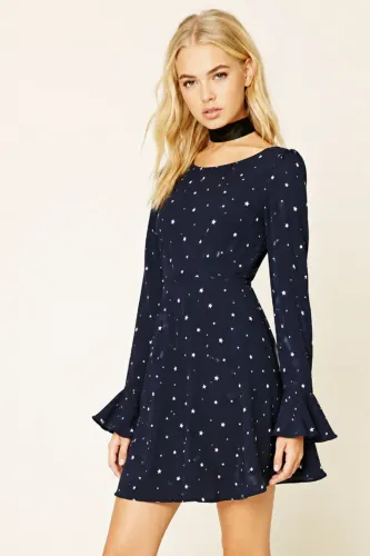 Vestido estrelas manga longa