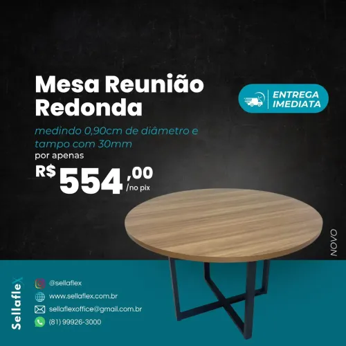 Mesa de reunião redonda 0,90