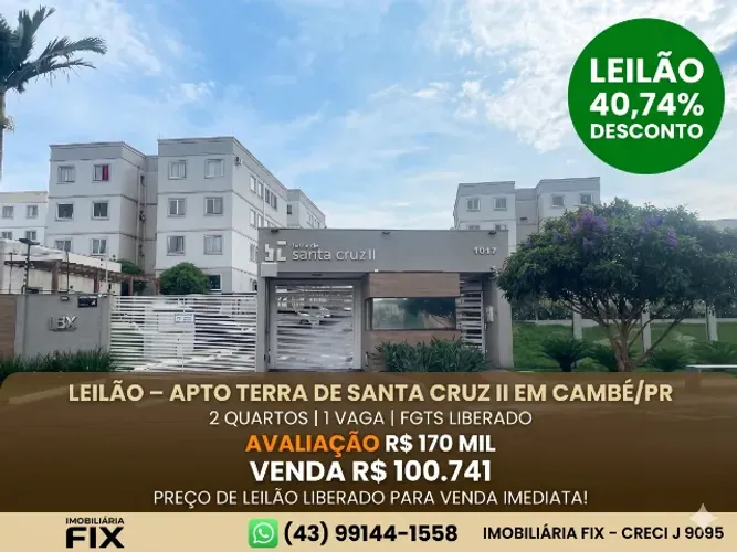 ? CAMBÉ - COMPRA DIRETA: APÊ TERRA DE SANTA CRUZ II