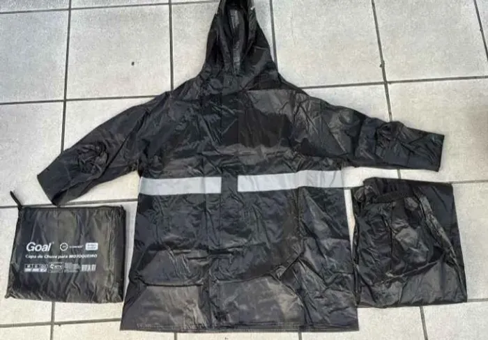 Capa De Chuva Para Motoqueiro Calça E Jaqueta Com Faixa Refletiva Tam M, G, GG