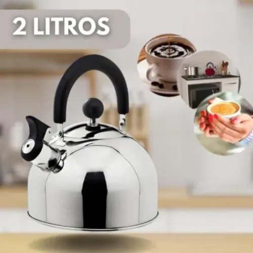 Chaleira Inox 2 Litros com Apito ECO23117 Resistente e Moderna