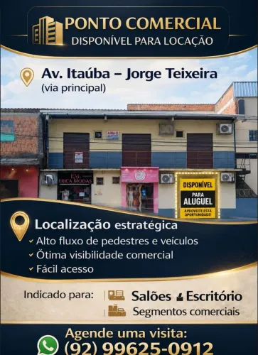 ÚLTIMA ALUGA-SE SALA COMERCIAL NA PRINCIPAL DO JORGE TEIXEIRA