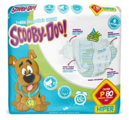 Fralda Scooby Doo Hiper P 80 Unidades - Ccm Pequeno (p) Sem Gênero