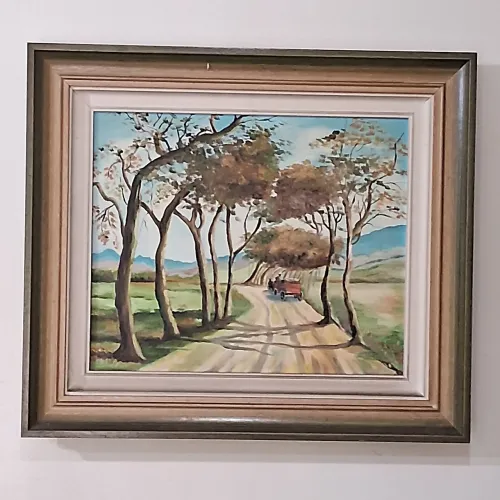 Quadro pintado a óleo (carro antigo)