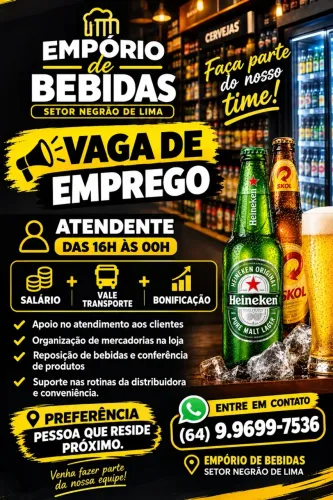 Vaga de Atendente Empório de Bebidas