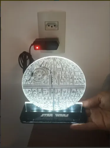 Luminária Led Star Wars Estrela Da Morte Luz Branco-frio